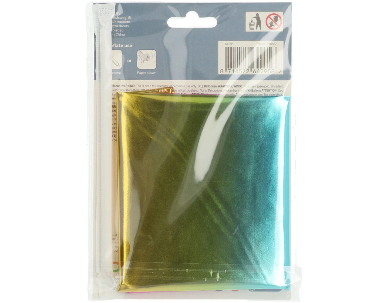 Folie Ballon Cijfer 5 Regenboog Met Standaard 72cm 3 Folie Ballon Cijfer 5 Regenboog Met Standaard 72cm - Afbeelding 3