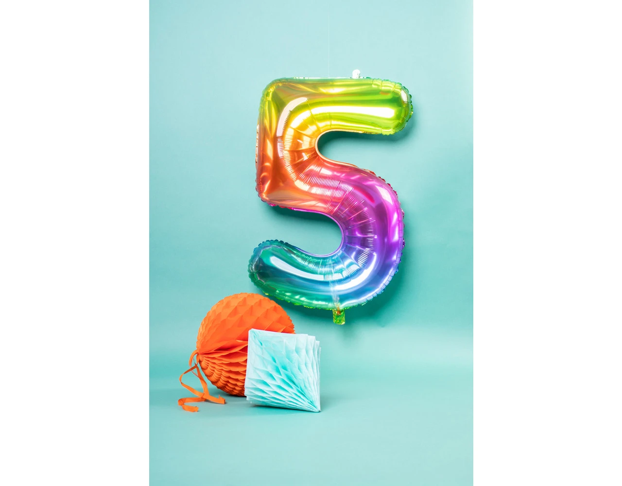 Folie Ballon Cijfer 5 Regenboog XL 81cm Leeg 2 Folie Ballon Cijfer 5 Regenboog XL 81cm Leeg - Afbeelding 2