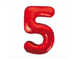 Folie Ballon Cijfer 5 Rood XL 86cm Leeg