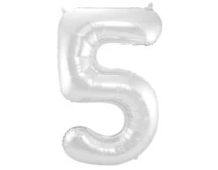 Folie Ballon Cijfer 5 Zilver Metallic XL 86cm Leeg