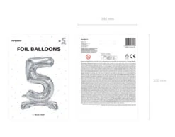 Folie Ballon Cijfer 5 Zilver Standaard Leeg 70cm -Feestspullen Winkel folie ballon cijfer 5 zilver standaard leeg 70cm 2