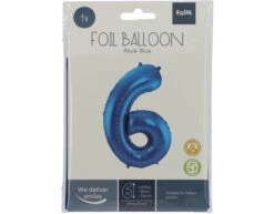 Folie Ballon Cijfer 6 Blauw Metallic XL 86cm Leeg -Feestspullen Winkel folie ballon cijfer 6 blauw metallic xl 86cm leeg 2