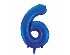 Folie Ballon Cijfer 6 Blauw XL 86cm Leeg