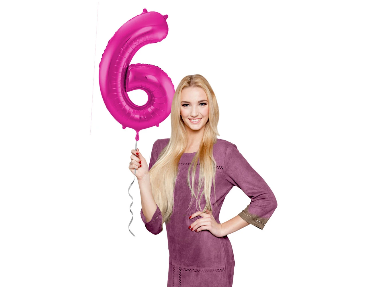 Folie Ballon Cijfer 6 Fuchsia Metallic XL 86cm Leeg 2 Folie Ballon Cijfer 6 Fuchsia Metallic XL 86cm Leeg - Afbeelding 2