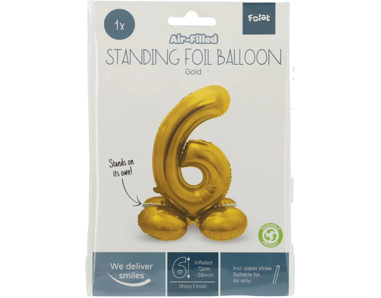 Folie Ballon Cijfer 6 Goud Met Standaard 72cm 2 Folie Ballon Cijfer 6 Goud Met Standaard 72cm - Afbeelding 2