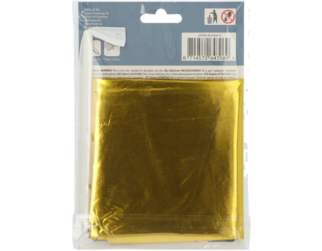 Folie Ballon Cijfer 6 Goud Met Standaard 72cm 3 Folie Ballon Cijfer 6 Goud Met Standaard 72cm - Afbeelding 3
