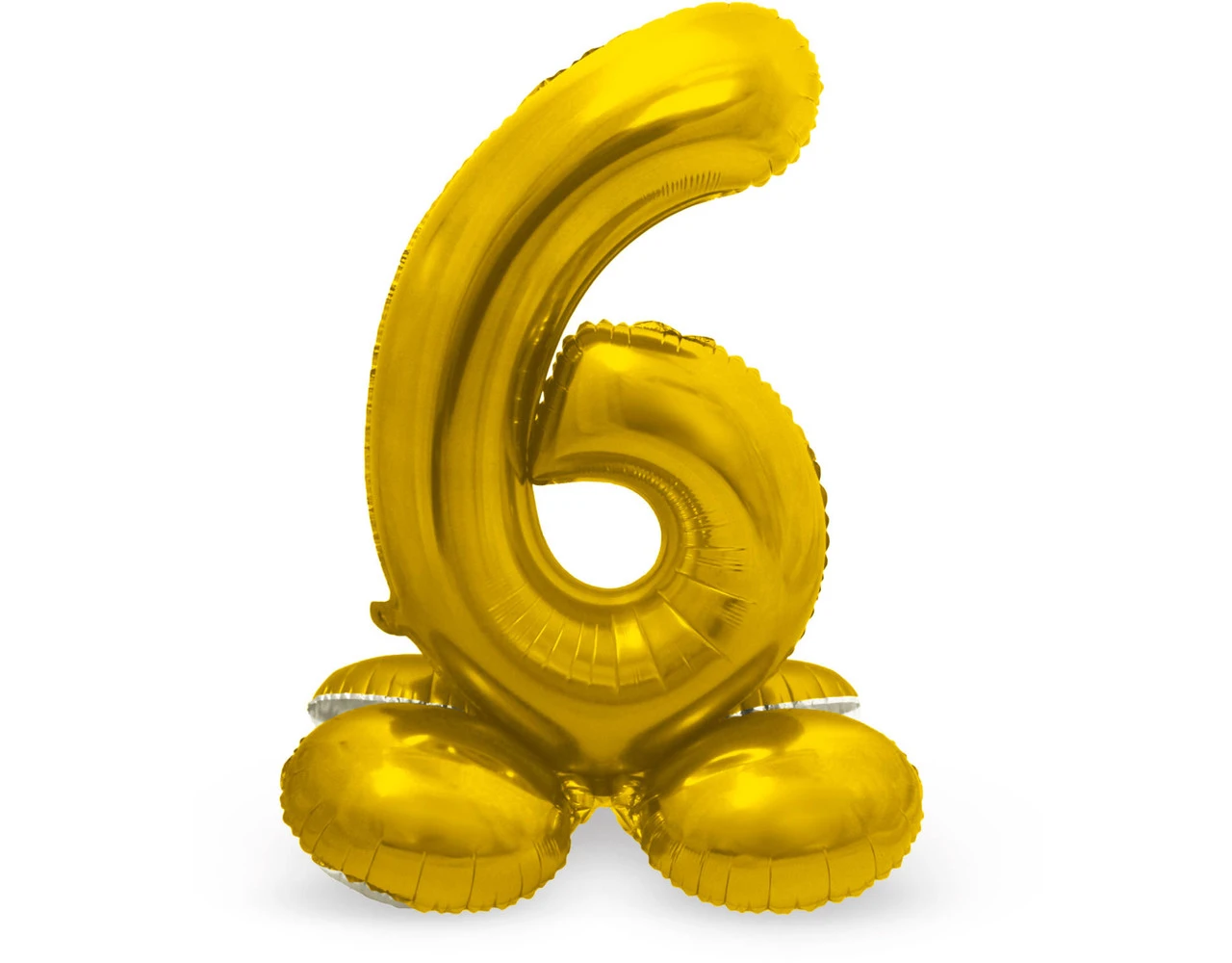 Folie Ballon Cijfer 6 Goud Met Standaard 72cm 1 Folie Ballon Cijfer 6 Goud Met Standaard 72cm