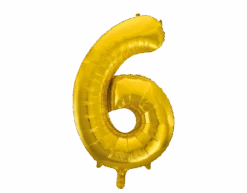 Folie Ballon Cijfer 6 Goud XL 86cm Leeg