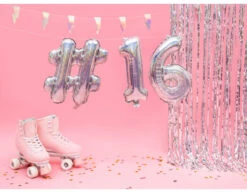 Folie Ballon Cijfer 6 Holografisch 35cm -Feestspullen Winkel folie ballon cijfer 6 holografisch 35cm 2