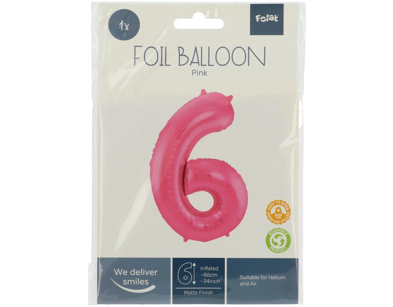 Folie Ballon Cijfer 6 Mat Roze XL 86cm Leeg 3 Folie Ballon Cijfer 6 Mat Roze XL 86cm Leeg - Afbeelding 3