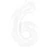 Folie Ballon Cijfer 6 Mat Wit XL 86cm Leeg