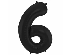 Folie Ballon Cijfer 6 Mat Zwart XL 86cm Leeg