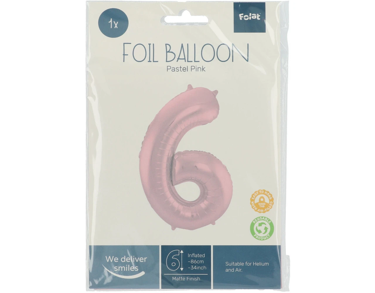 Folie Ballon Cijfer 6 Pastel Roze XL 86cm Leeg 2 Folie Ballon Cijfer 6 Pastel Roze XL 86cm Leeg - Afbeelding 2
