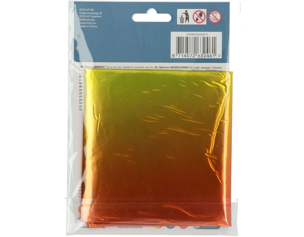 Folie Ballon Cijfer 6 Regenboog XL 81cm Leeg 5 Folie Ballon Cijfer 6 Regenboog XL 81cm Leeg - Afbeelding 5