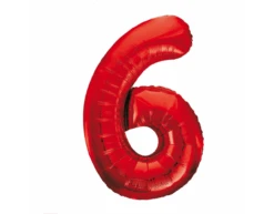 Folie Ballon Cijfer 6 Rood XL 86cm Leeg