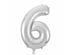 Folie Ballon Cijfer 6 Zilver XL 86cm Leeg