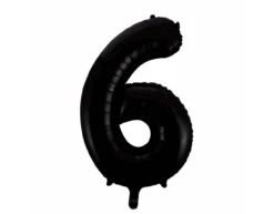 Folie Ballon Cijfer 6 Zwart XL 86cm Leeg