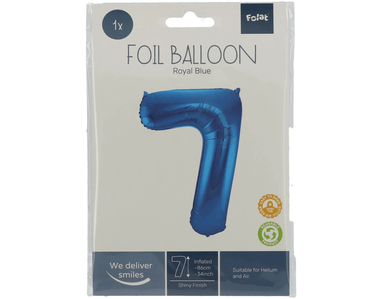 Folie Ballon Cijfer 7 Blauw Metallic XL 86cm Leeg 3 Folie Ballon Cijfer 7 Blauw Metallic XL 86cm Leeg - Afbeelding 3