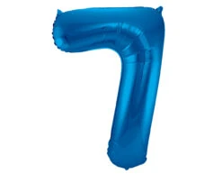 Folie Ballon Cijfer 7 Blauw Metallic XL 86cm Leeg