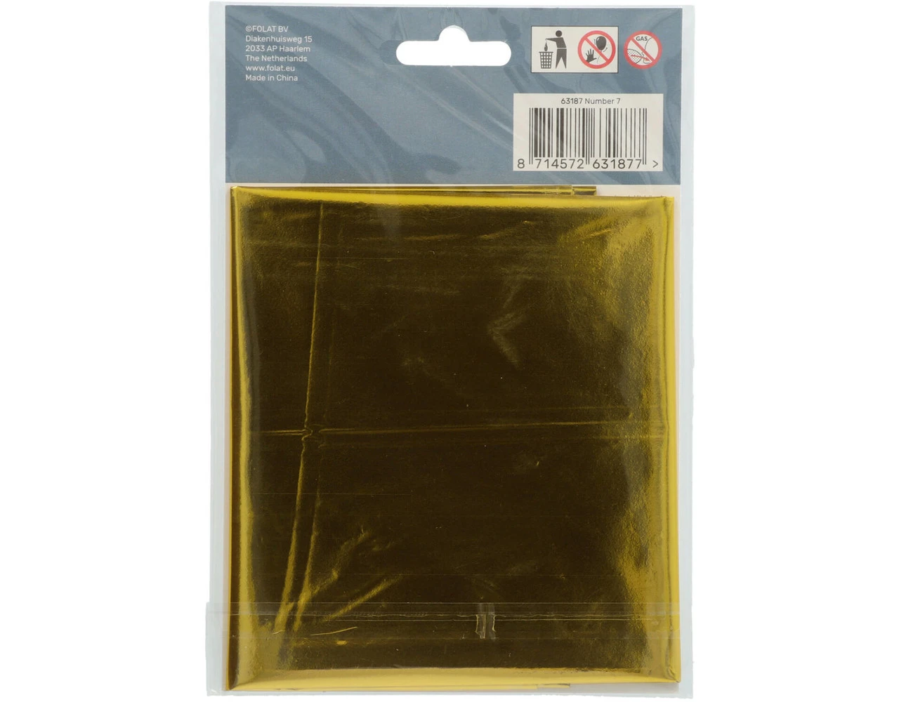 Folie Ballon Cijfer 7 Goud Metallic XL 86cm Leeg 4 Folie Ballon Cijfer 7 Goud Metallic XL 86cm Leeg - Afbeelding 4