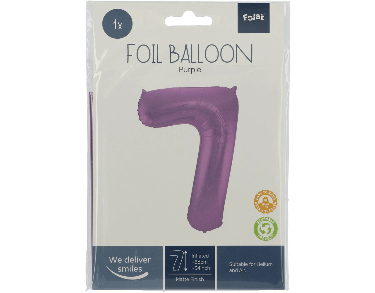 Folie Ballon Cijfer 7 Mat Paars XL 86cm Leeg 2 Folie Ballon Cijfer 7 Mat Paars XL 86cm Leeg - Afbeelding 2