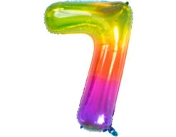 Folie Ballon Cijfer 7 Regenboog XL 81cm Leeg