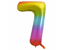 Folie Ballon Cijfer 7 Regenboog XL 86cm Leeg