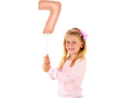 Folie Ballon Cijfer 7 Rose Goud 36cm Met Stokje -Feestspullen Winkel folie ballon cijfer 7 rose goud 36cm met stokje 2