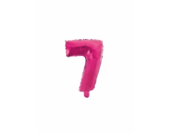Folie Ballon Cijfer 7 Roze 41cm Met Rietje