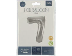 Folie Ballon Cijfer 7 Zilver Metallic XL 86cm Leeg -Feestspullen Winkel folie ballon cijfer 7 zilver metallic xl 86cm leeg 2