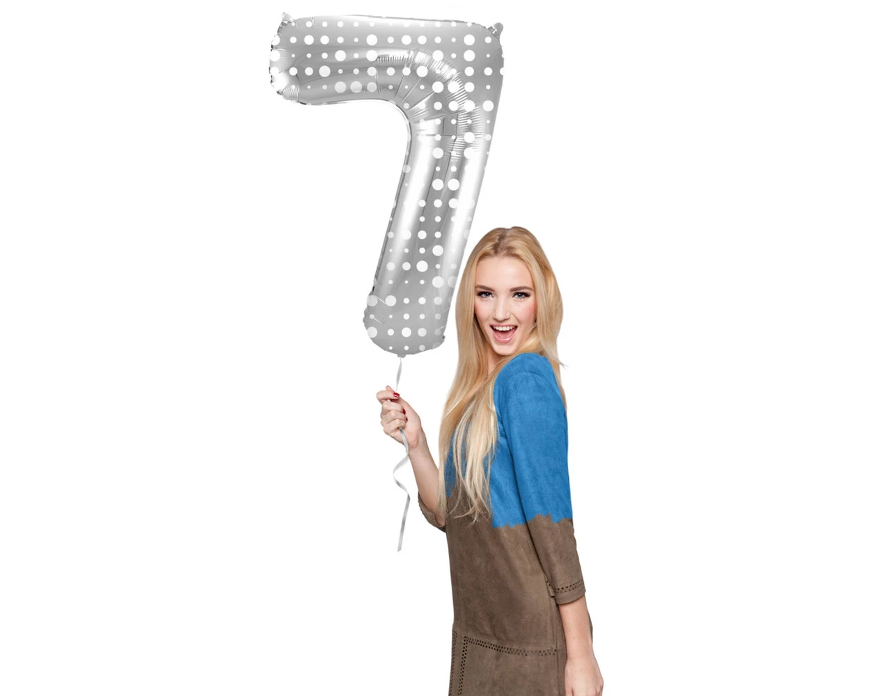 Folie Ballon Cijfer 7 Zilveren Stippen XL 86cm Leeg 2 Folie Ballon Cijfer 7 Zilveren Stippen XL 86cm Leeg - Afbeelding 2