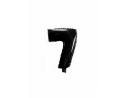 Folie Ballon Cijfer 7 Zwart 41cm Met Rietje