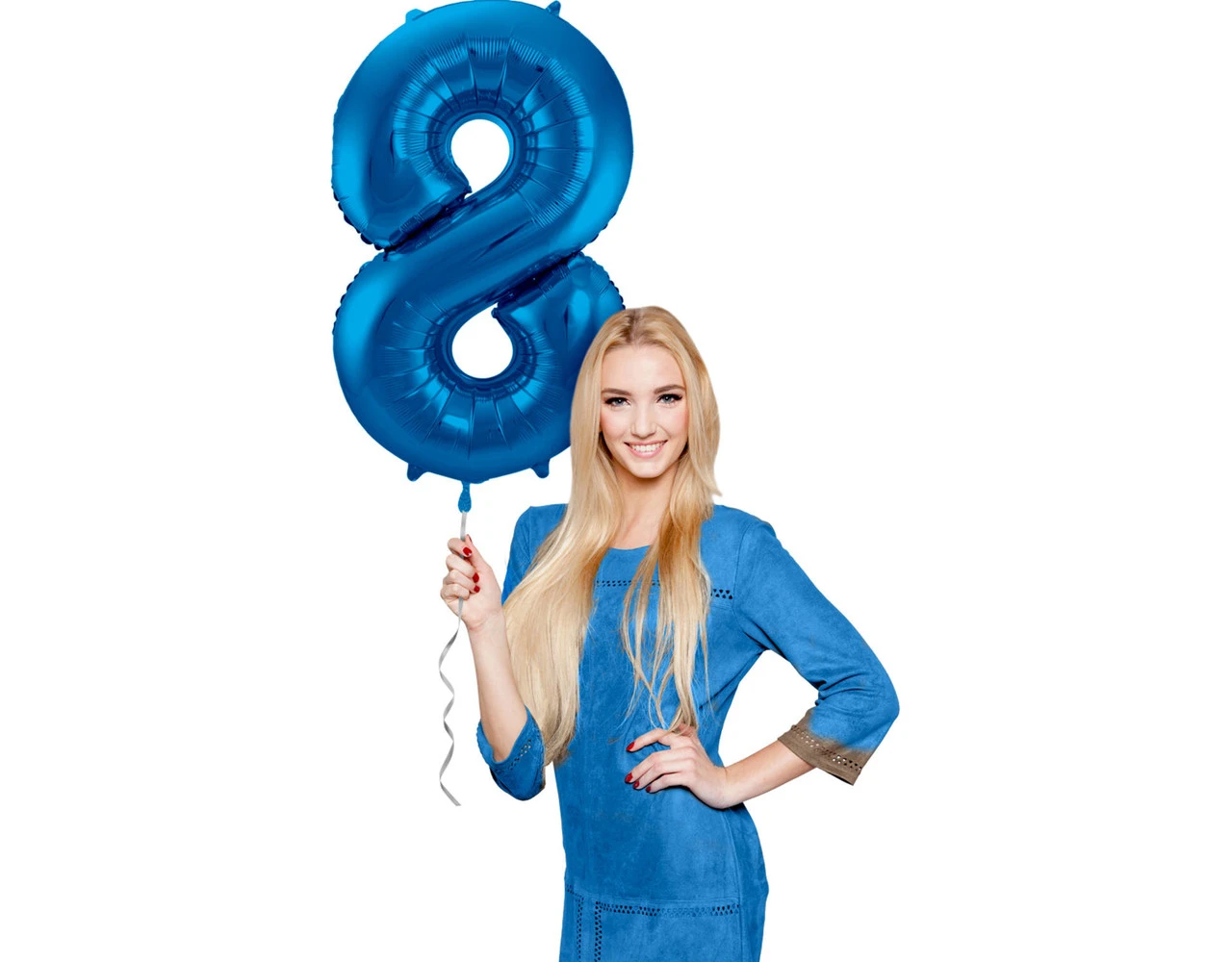Folie Ballon Cijfer 8 Blauw Metallic XL 86cm Leeg 2 Folie Ballon Cijfer 8 Blauw Metallic XL 86cm Leeg - Afbeelding 2