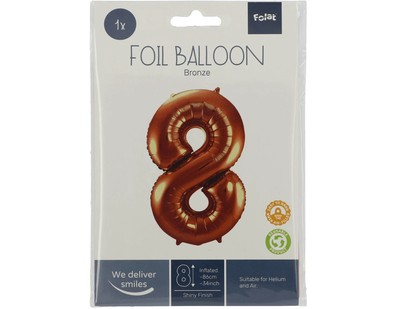 Folie Ballon Cijfer 8 Brons XL 86cm Leeg 2 Folie Ballon Cijfer 8 Brons XL 86cm Leeg - Afbeelding 2