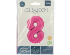 Folie Ballon Cijfer 8 Fuchsia Metallic XL 86cm Leeg -Feestspullen Winkel folie ballon cijfer 8 fuchsia metallic xl 86cm lee 3
