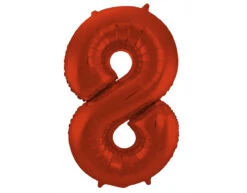 Folie Ballon Cijfer 8 Mat Rood XL 86cm Leeg