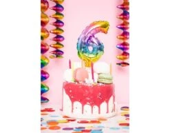 Folie Ballon Cijfer 8 Regenboog 13cm Met Stokje -Feestspullen Winkel folie ballon cijfer 8 regenboog 13cm met stokje 2