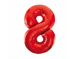 Folie Ballon Cijfer 8 Rood XL 86cm Leeg