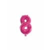 Folie Ballon Cijfer 8 Roze 41cm Met Rietje