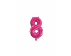 Folie Ballon Cijfer 8 Roze 41cm Met Rietje