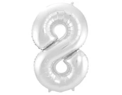 Folie Ballon Cijfer 8 Zilver Metallic XL 86cm Leeg