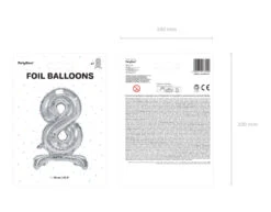 Folie Ballon Cijfer 8 Zilver Standaard Leeg 70cm -Feestspullen Winkel folie ballon cijfer 8 zilver standaard leeg 70cm 2