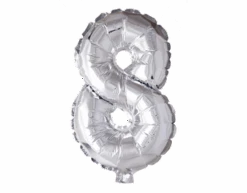 Folie Ballon Cijfer 8 Zilver XL 86cm Leeg