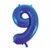 Folie Ballon Cijfer 9 Blauw XL 86cm Leeg