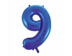 Folie Ballon Cijfer 9 Blauw XL 86cm Leeg