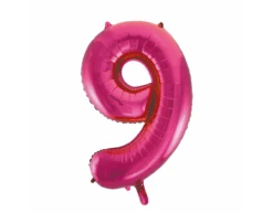 Folie Ballon Cijfer 9 Fuchsia XL 86cm Leeg