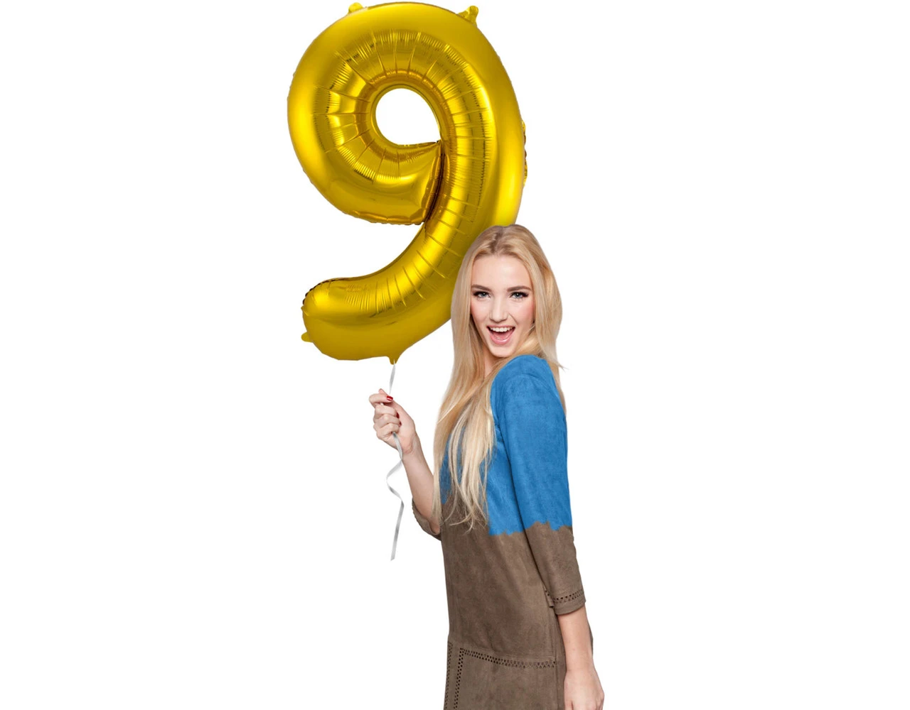 Folie Ballon Cijfer 9 Goud Metallic XL 86cm Leeg 2 Folie Ballon Cijfer 9 Goud Metallic XL 86cm Leeg - Afbeelding 2