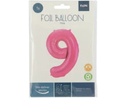Folie Ballon Cijfer 9 Mat Roze XL 86cm Leeg -Feestspullen Winkel folie ballon cijfer 9 mat roze xl 86cm leeg 2