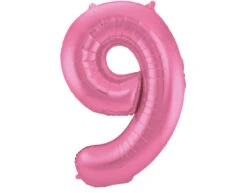 Folie Ballon Cijfer 9 Mat Roze XL 86cm Leeg