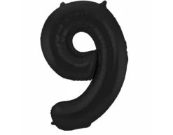 Folie Ballon Cijfer 9 Mat Zwart XL 86cm Leeg